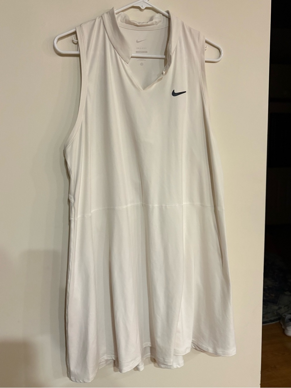 Nike Dri-FIT White Sleeveless V-Neck Tank Dress Cut Out Logo Plus 1X